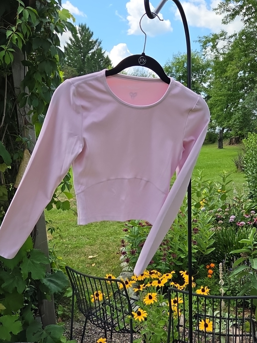 Aritzia TNA Butter Bliss Light Pink Long-Sleeve Crop Top